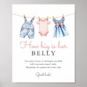 Jean How big is her belly Baby Shower Game Sign Poster (Voorkant)