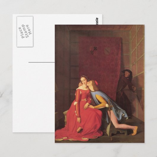 Jean Ingres- Francesca da Rimini en Paolo Malatest Briefkaart (Voorkant / Achterkant)