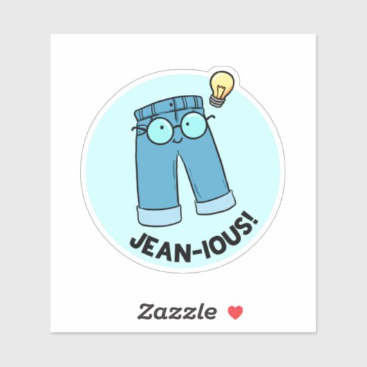 Jean-ious Denim Pants Pun Die-Cut Sticker (Vel)