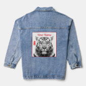 JEAN JACKET AANGEPASTE NAAM ZWART-WITTE TIJGER (Achterkant)