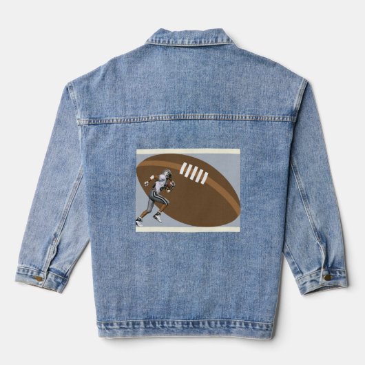 Jean Jacket met Football Speler en Football (Achterkant)