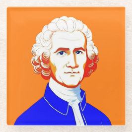 Jean-Jacques Rousseau Portret - Illustratie Glazen Onderzetter