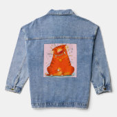 Jean Jas met Comical Sinaasappel Cat Denim Jacket (Achterkant)