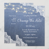 Jean Kant en Slingerlichten Trouwdatum Wijziging Kaart (Voorkant / Achterkant)