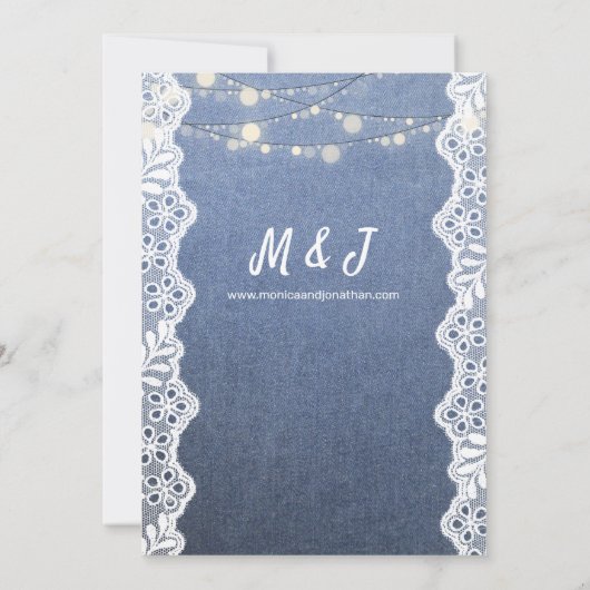 Jean Kant & Slingerlichten Bruiloft Kaart (Achterkant)