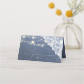 Jean, Kant & String Lights Bruiloft Plaatskaartje (Voorkant)