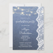 Jean Lace & String Lights Graduation Party Kaart (Voorkant)