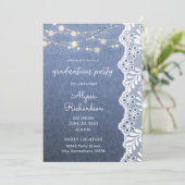 Jean Lace & String Lights Graduation Party Kaart (Staand voorkant)