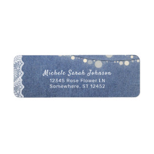 Jean Lace & String Lights Return-adres Etiket