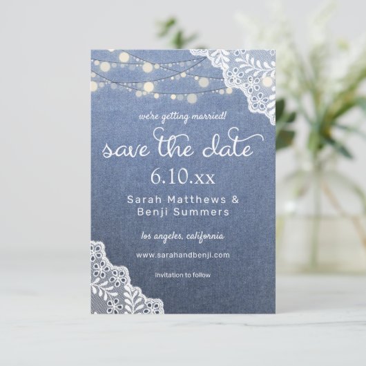 Jean Lace & String Lights Save The Date (Staand voorkant)