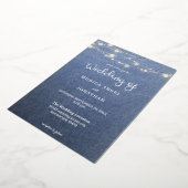 Jean Lace & String Lights Trouwdag Folie Uitnodiging (Gedraaid)