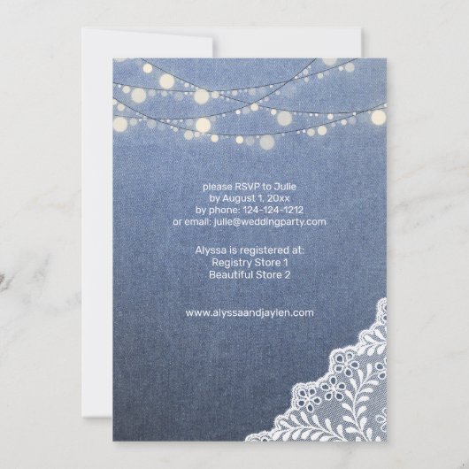 Jean Lace & String Lights Vrijgezellenfeest 2 Kaart (Achterkant)