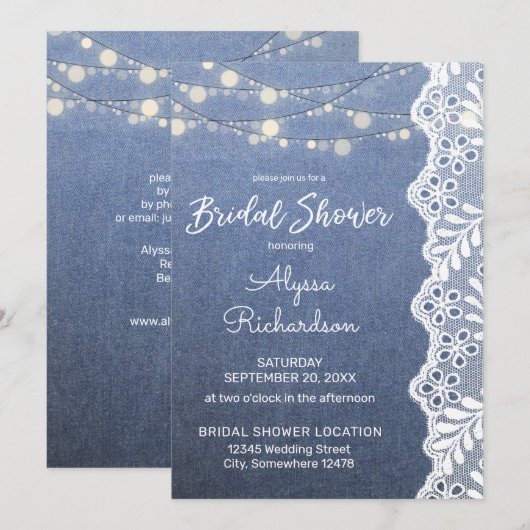 Jean Lace & String Lights Vrijgezellenfeest 2 Kaart (Voorkant / Achterkant)