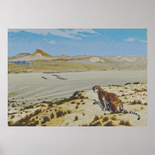 Jean-Léon Gérôme - Tiger on the Watch (Gewijzigd) Poster (Voorkant)
