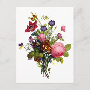 Jean Louis Prevost Rozen en Pansy Boeket Briefkaart