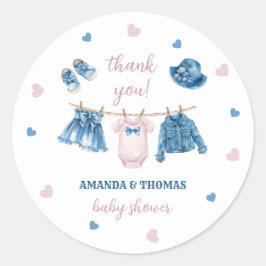 Jean Meisje Baby shower Dank u Ronde Sticker