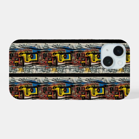 Jean-Michel Basquiat Inspired 2 iPhone 15 Case (Achterkant horizontaal)