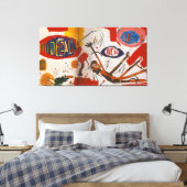 Jean Michel Basquiat kunststijl Canvas Afdruk (Insitu (Slaapkamer))