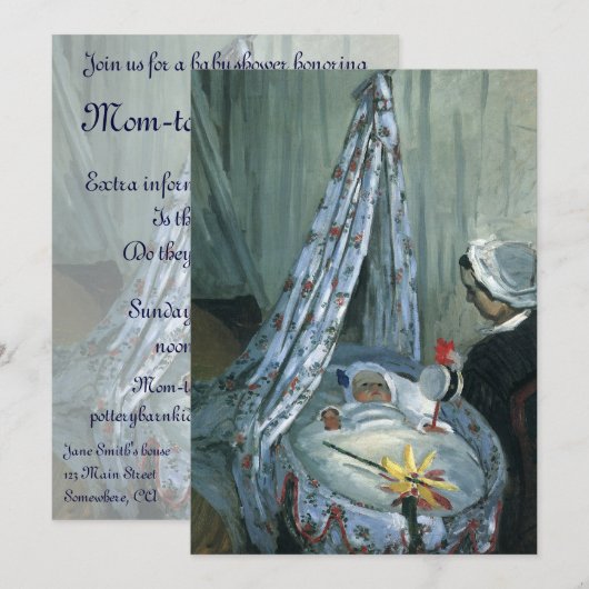 Jean Monet in Cradle door Claude Monet, Baby showe Kaart (Voorkant / Achterkant)