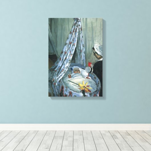 Jean Monet in Zijne Cradle door Claude Monet Canvas Afdruk (Insitu (Houten vloer))