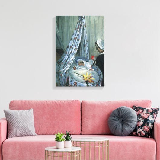 Jean Monet in Zijne Cradle door Claude Monet Canvas Afdruk (Insitu (Woonkamer))