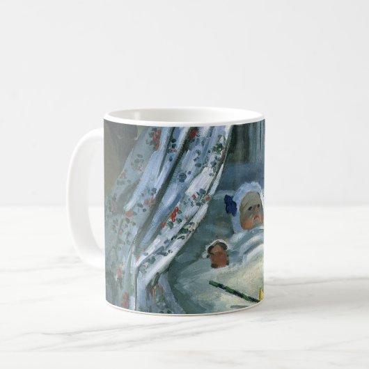 Jean Monet in Zijne Cradle door Claude Monet Koffiemok (Voorkant links)