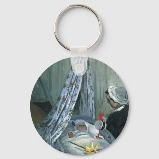 Jean Monet in Zijne Cradle door Claude Monet Sleutelhanger (Voorkant)