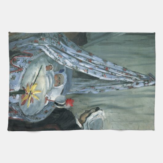 Jean Monet in Zijne Cradle door Claude Monet Theedoek (Horizontaal)