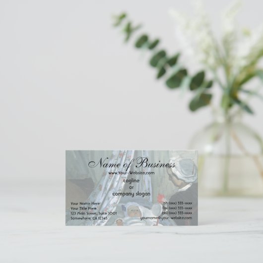 Jean Monet in Zijne Cradle door Claude Monet Visitekaartje (Staand voorkant)