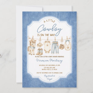 Jean Mooie Kleine Cowboy Baby Shower Waslijn Kaart