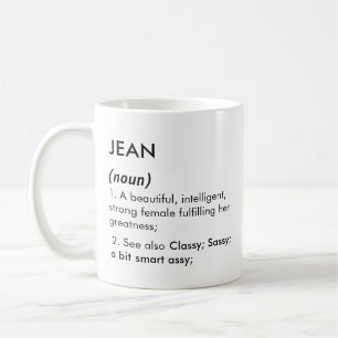Jean naam, Bewerkbare naam, Aangepaste naam Koffiemok