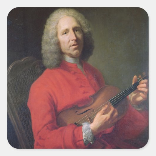 Jean-Philippe Rameau met een Violin Vierkante Sticker (Voorkant)