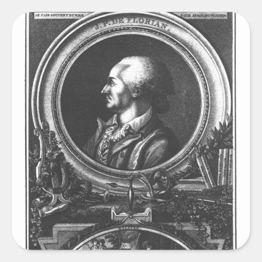 Jean-Pierre Claris de Florian Vierkante Sticker (Voorkant)