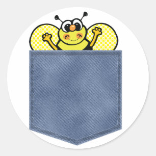 Jean Pocket Bumble Bee Ronde Sticker