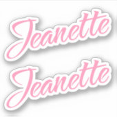 Jeanette Naam in Roze x2 Sticker (Voorkant)