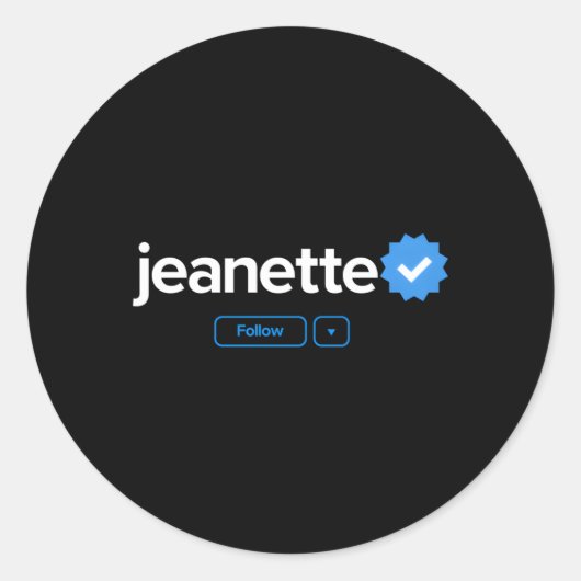Jeanette Voornaam Geverifieerde badge Social Media Ronde Sticker (Voorkant)