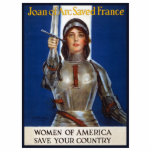 Jeanne d'Arc: De dienstmeid van Orléans, ridder he Fotobeeldje Magneet<br><div class="desc">Het WWI-poster met Jeanne d'Arc was een machtig propagandamiddel dat Amerikaanse vrouwen aanspoorde om de oorlogsinspanning te ondersteunen. Het afbeelding van Jeanne d'Arc, een legendarische Franse heldin die haar land naar de overwinning tegen de Engelsen leidde, werd strategisch gekozen om patriottisme en een gevoel van plicht te inspireren. De boodschap...</div>
