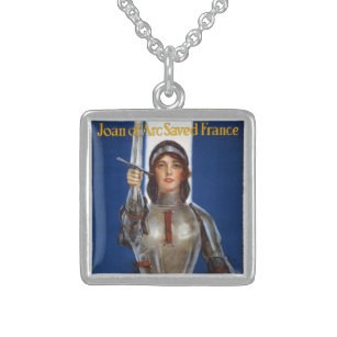 Jeanne d'Arc Franse heldin ridder nationale held Sterling Zilver Ketting