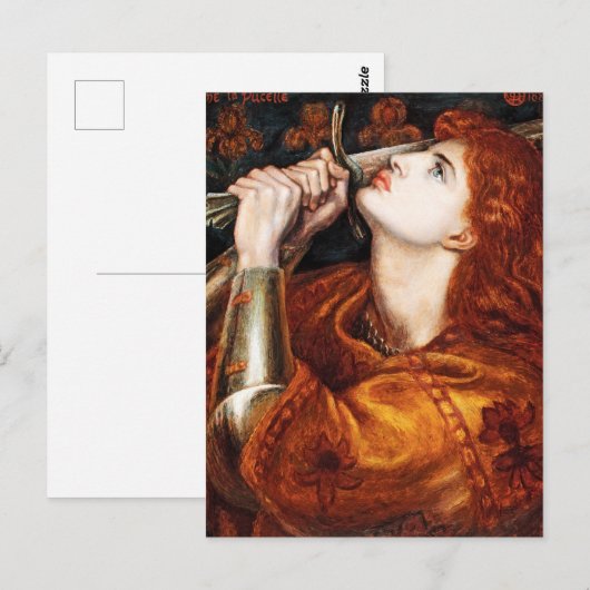 Jeanne d'Arc schilderij van Dante Gabriel Rossetti Briefkaart (Voorkant / Achterkant)