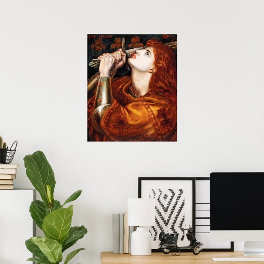 Jeanne d'Arc schilderij van Dante Gabriel Rossetti Poster (Thuiskantoor)