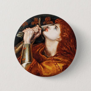 Jeanne d'Arc schilderij van Dante Gabriel Rossetti Ronde Button 5,7 Cm