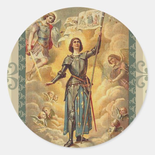 Jeanne d'Arc St. Michael Angels Soldaat Ronde Sticker (Voorkant)