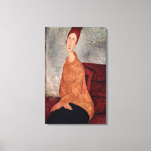 Jeanne Hebuterne in een Gele Jumper, 1918-1919 Canvas Afdruk (Voorkant)