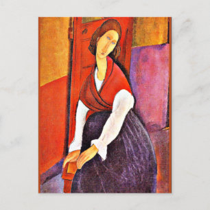 Jeanne Hebuterne in een Red Shawl door Modigliani Feestdagenkaart