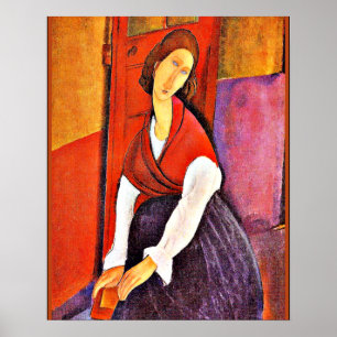 Jeanne Hebuterne in een Red Shawl door Modigliani Poster