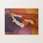 Jeanne Hebuterne in een rode sjaal door Modigliani Legpuzzel (Horizontaal)