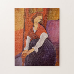 Jeanne Hebuterne in een rode sjaal door Modigliani Legpuzzel
