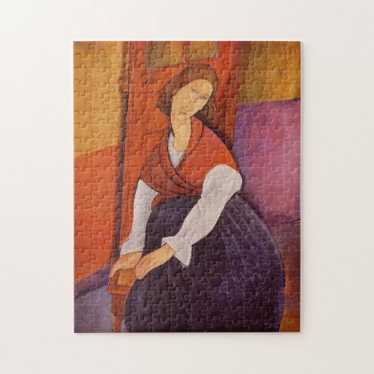 Jeanne Hebuterne in een rode sjaal door Modigliani Legpuzzel (Verticaal)