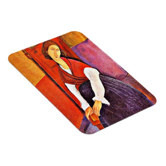 Jeanne Hebuterne in een rode sjaal door Modigliani Magneet (Rechterzijde)