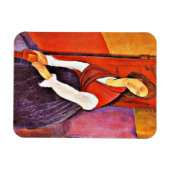 Jeanne Hebuterne in een rode sjaal door Modigliani Magneet (Horizontaal)